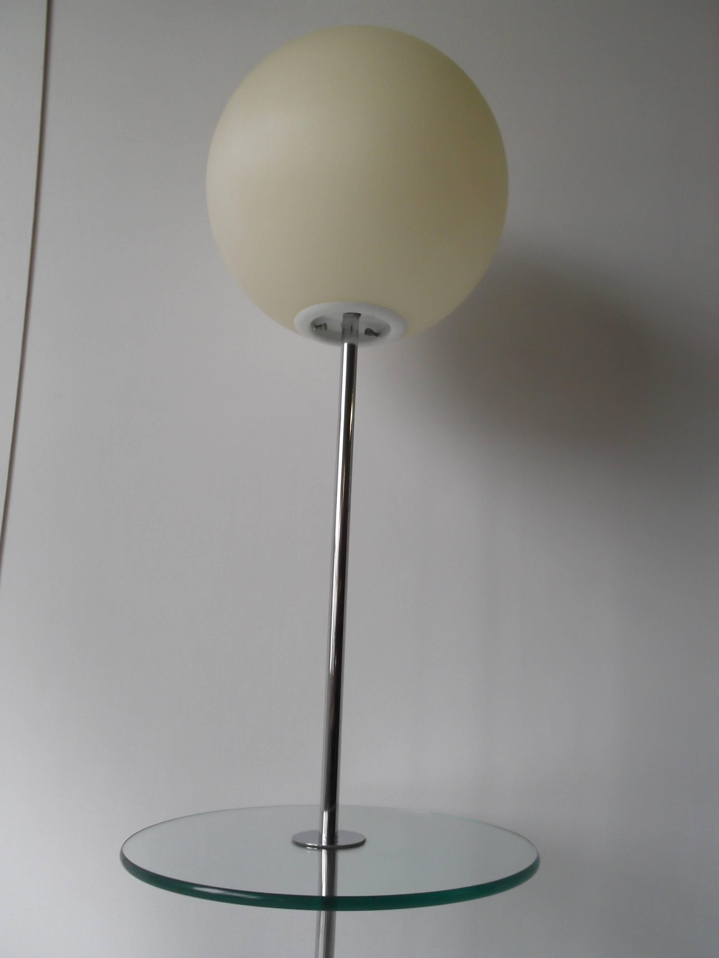 American Robert Sonneman Chrome Lollipop Globe Lamp with Glass Table