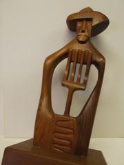 Abstract Farmer Carved Sculpture Modernist Artist Frank Petek