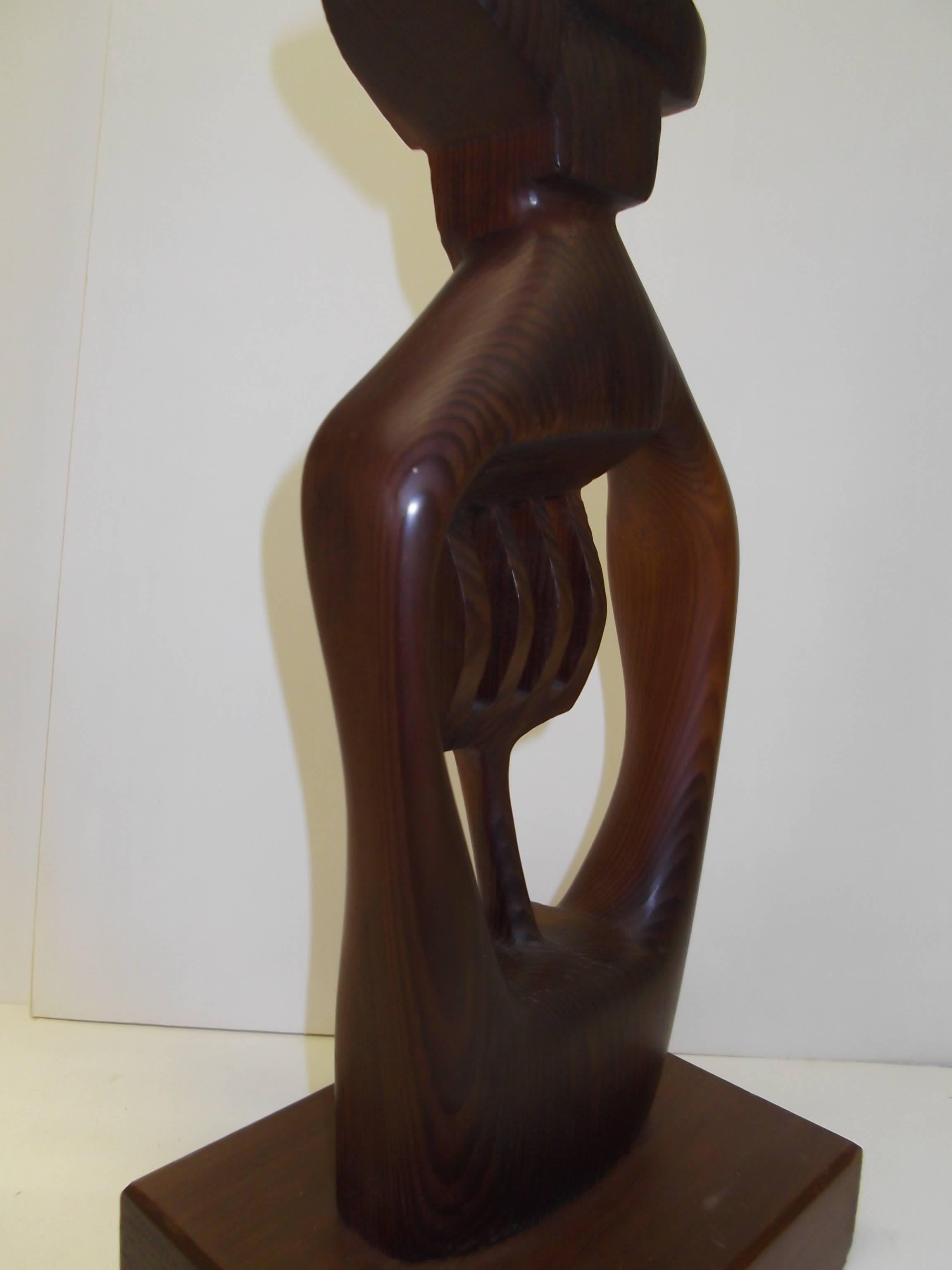 Abstract Farmer Carved Sculpture Modernist Artist Frank Petek In Good Condition For Sale In Tulsa, OK