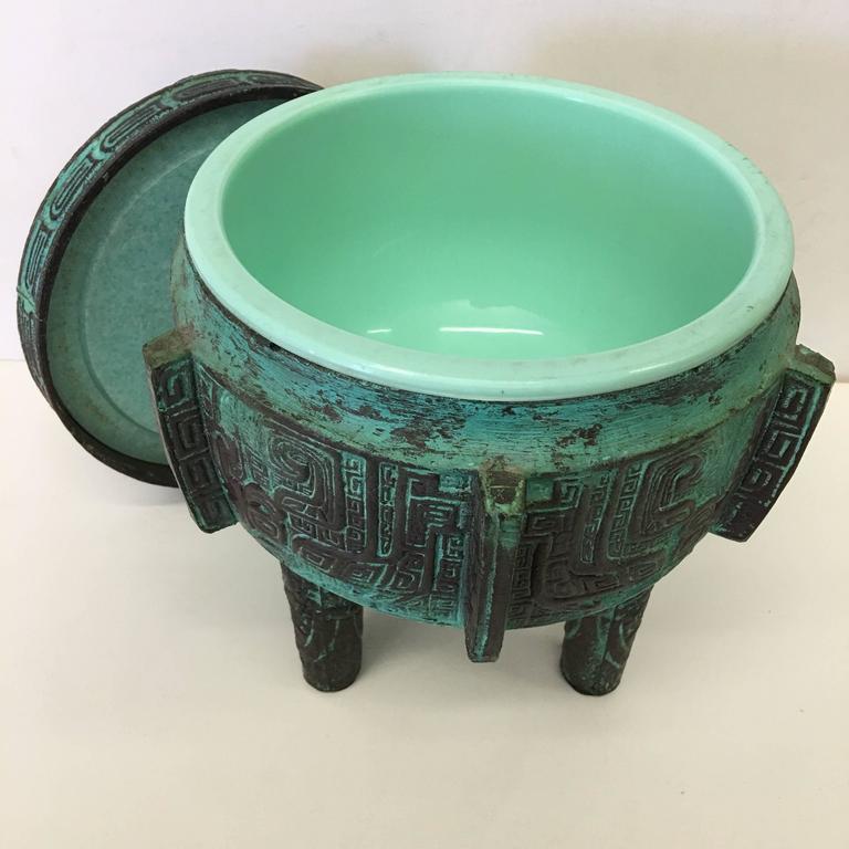 James Mont Attributed Asian Bronze Footed Sensor Ice Bucket at 1stDibs