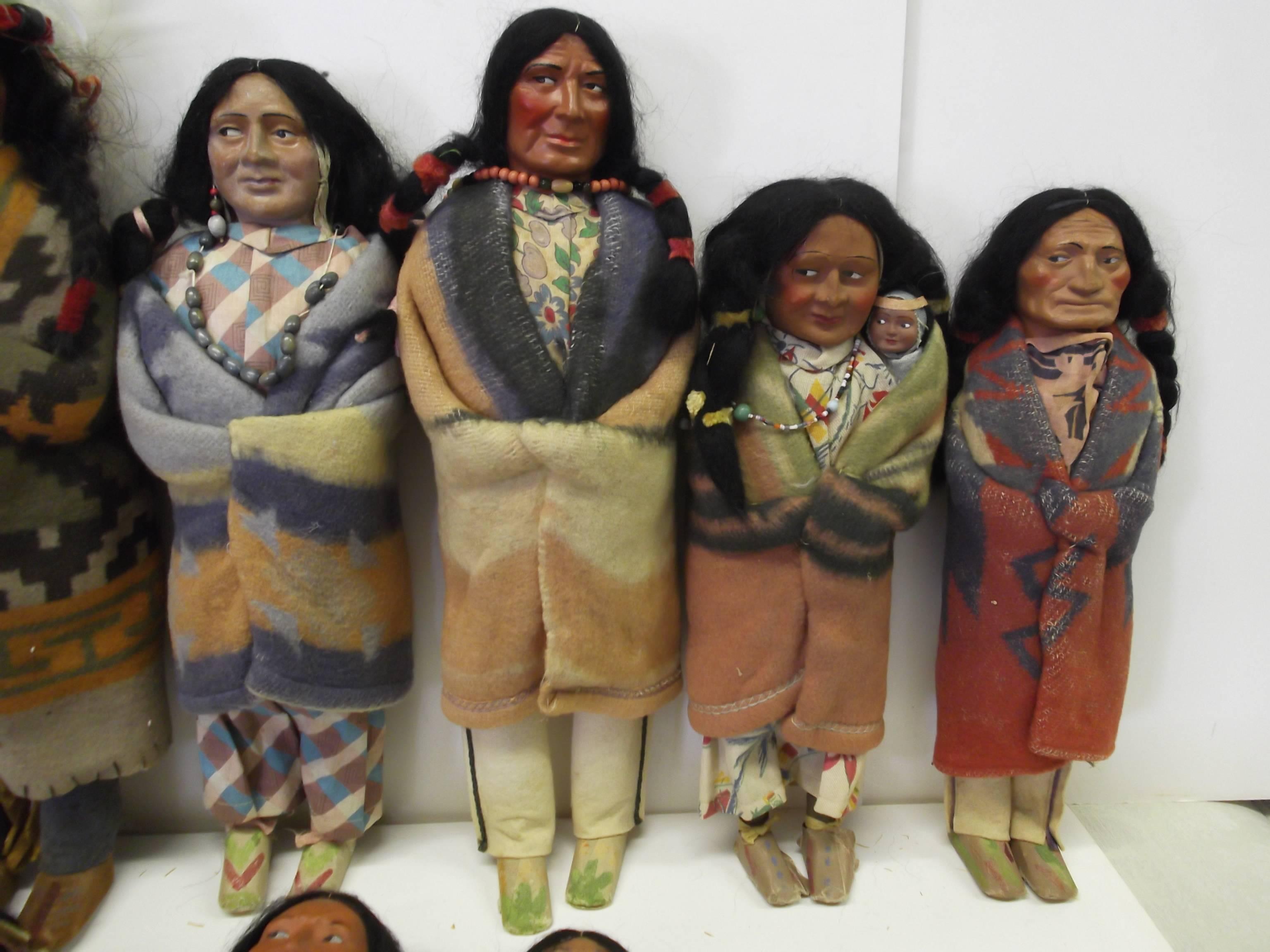 20th Century Amazing Collection, circa 1930 Bully Good Lg Skookum Indian Dolls