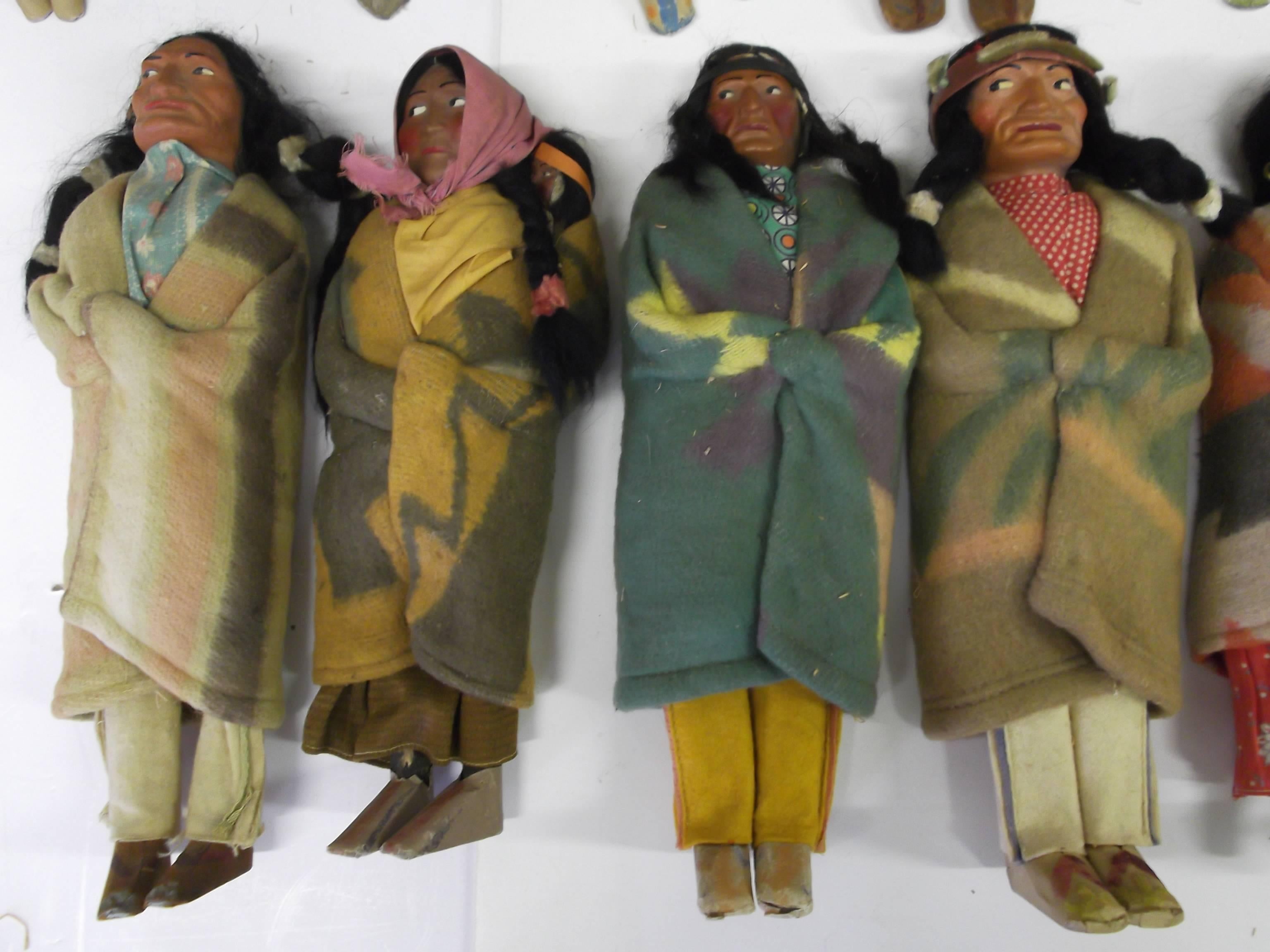 Cotton Amazing Collection, circa 1930 Bully Good Lg Skookum Indian Dolls