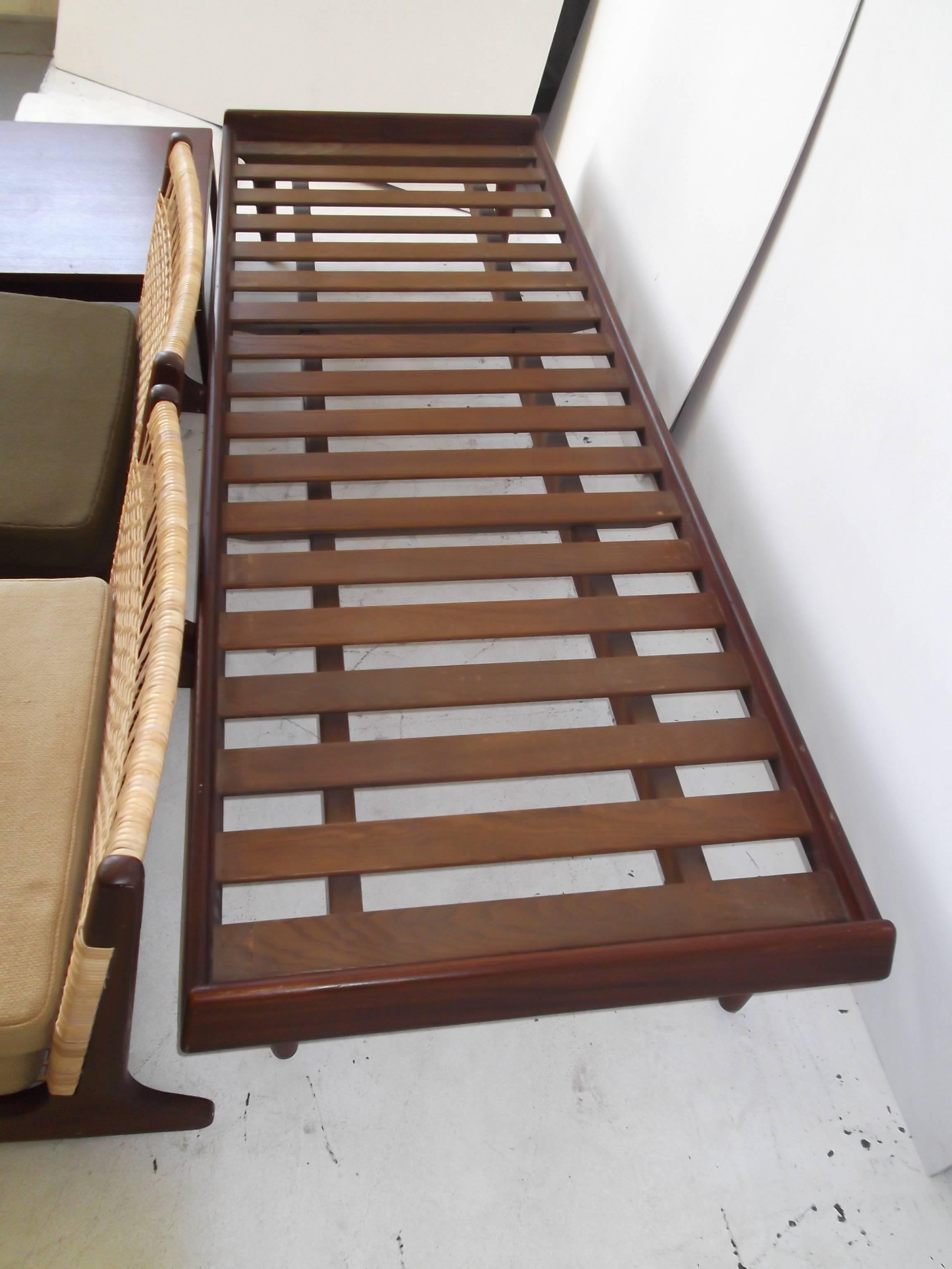 Hans Olsen Danish Modern Modular Teak Sofa Bed In Good Condition In Tulsa, OK