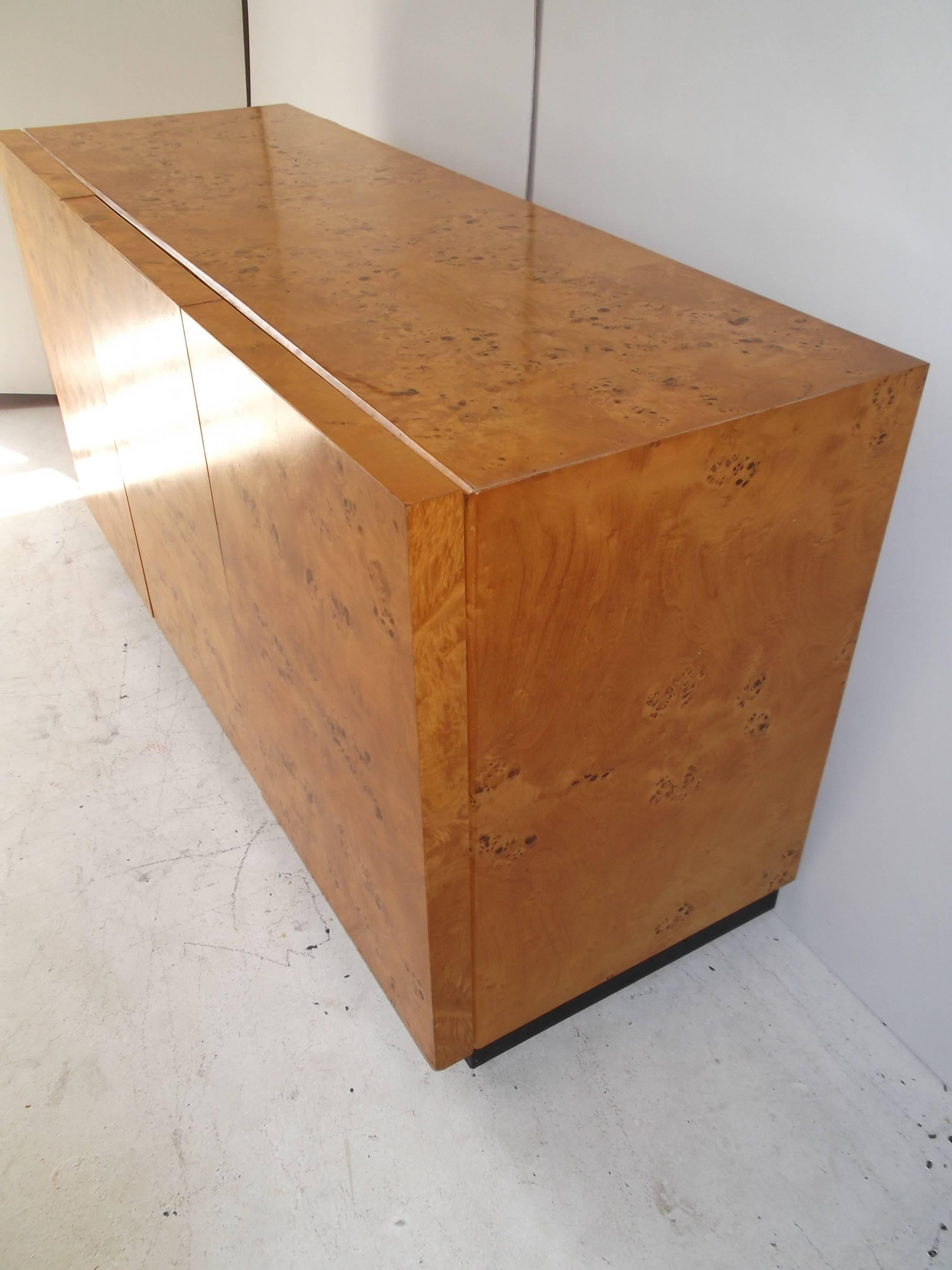 American Milo Baughman Olive Burl Credenza or Sideboard for Dillingham