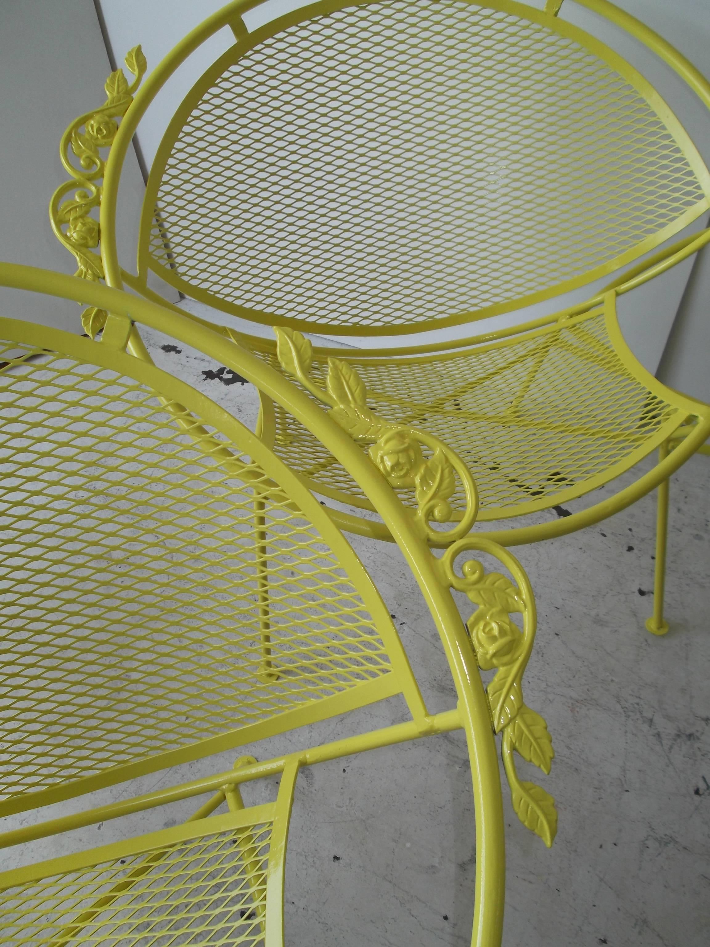 20th Century Salterini Lounge Chairs, Tete a Tete with Scarce Sun Shade