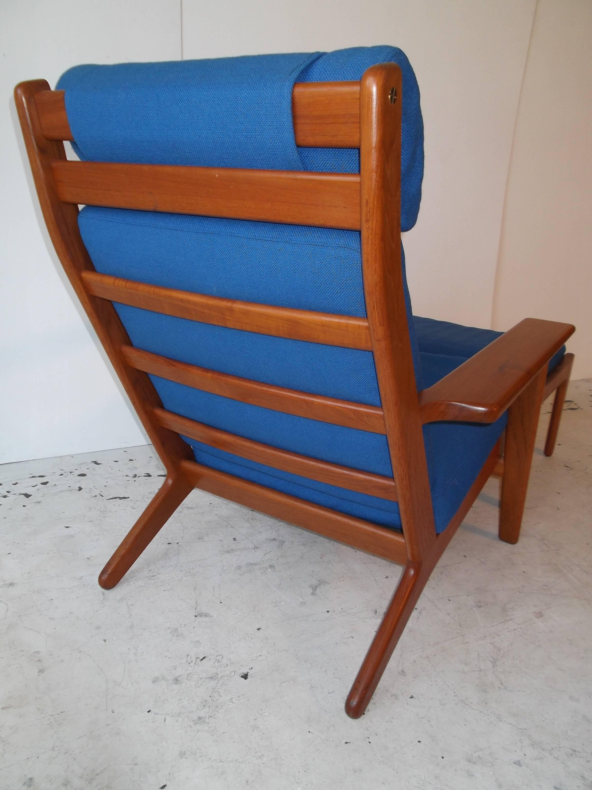 Danish Hans Wegner Teak Lounge Chair with Ottoman for GETAMA For Sale