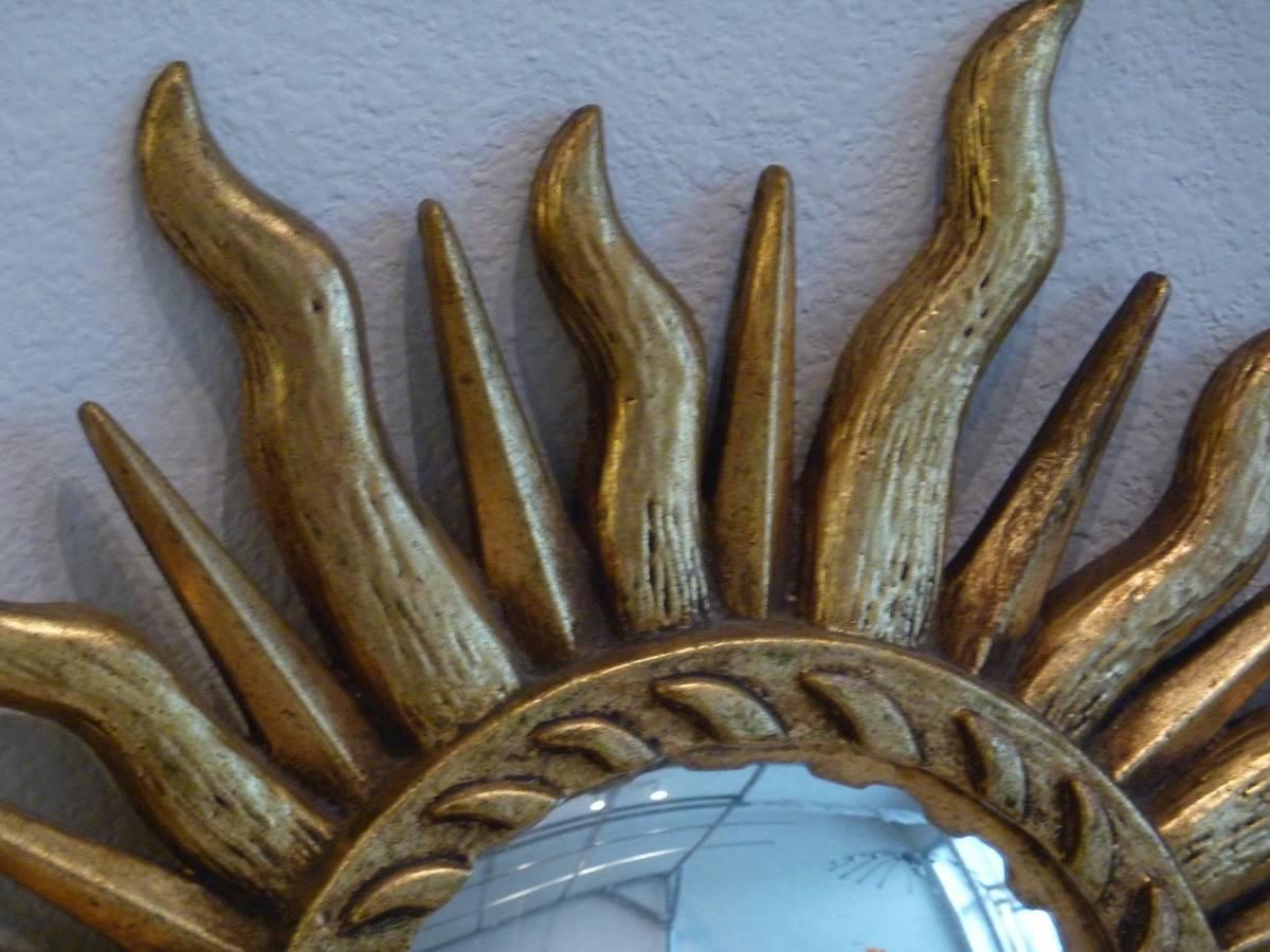 Gilded Sunburst Starburst Convex Mirror In Good Condition In Frisco, TX