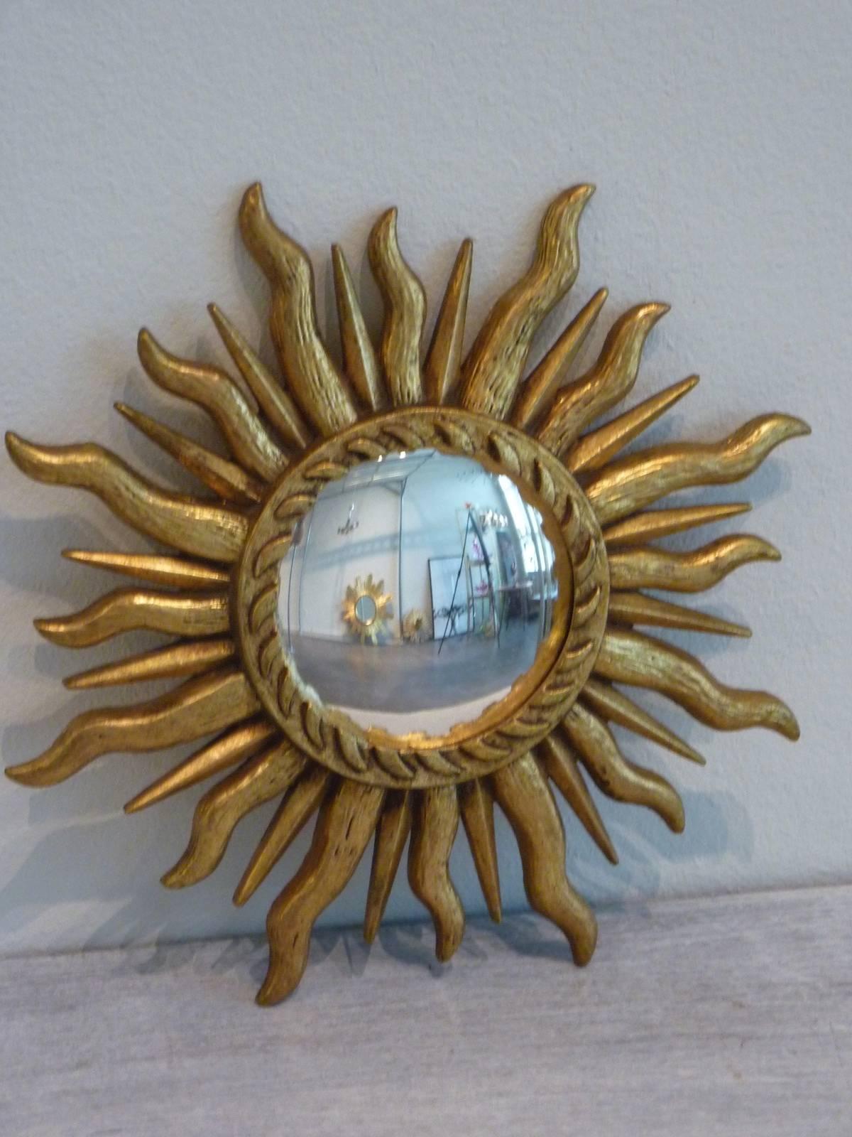 Hollywood Regency Gilded Sunburst Starburst Convex Mirror