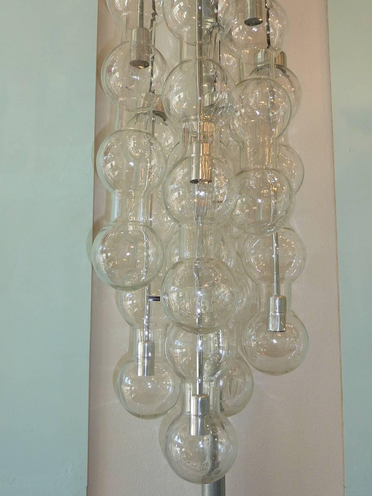 German Large Vintage Doria Glass Chandelier with cascading bubble strands. 1960's ! For Sale