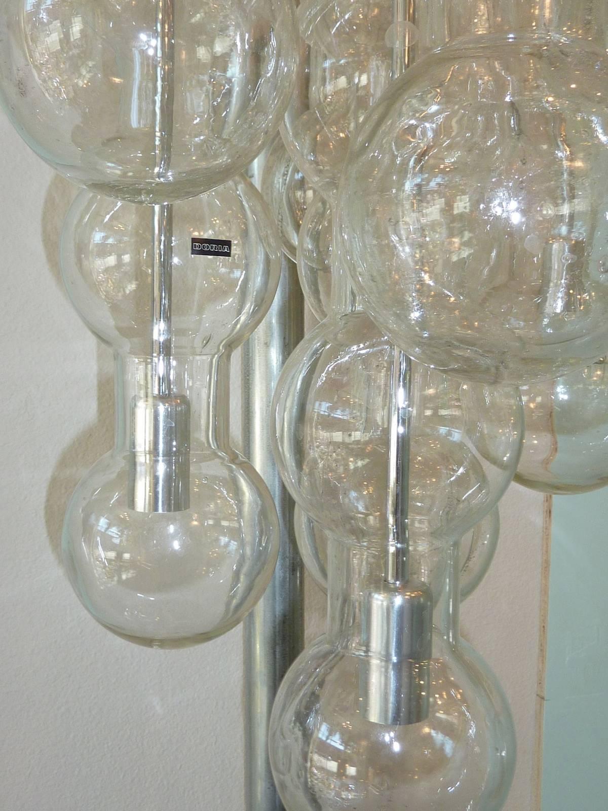 Large Vintage Doria Glass Chandelier with cascading bubble strands. 1960's ! For Sale 1
