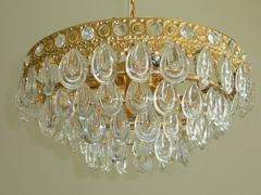 Teardrop Crystal Glass Chandelier by Palwa, circa 1970s