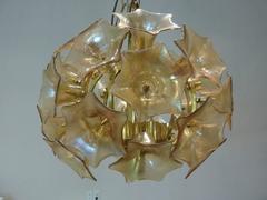 European Amber Glass Flower Sputnik Light Chandelier