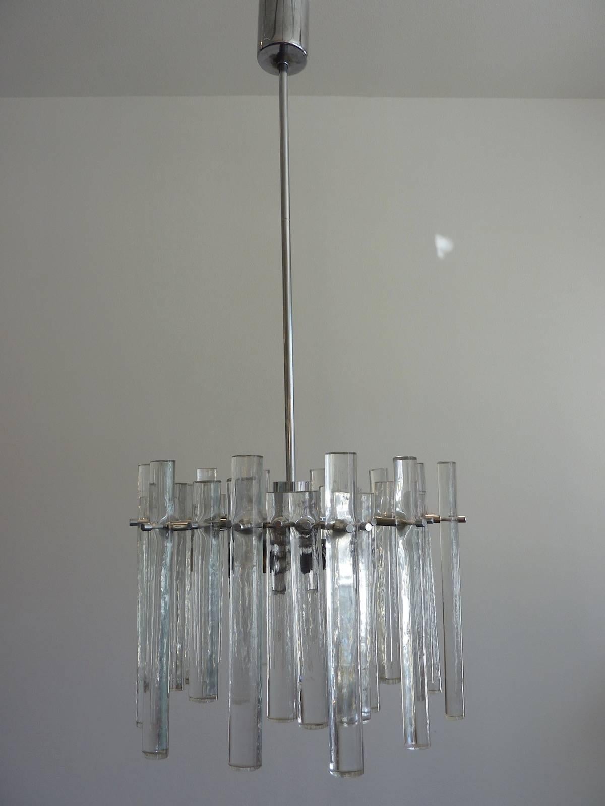 Vintage crystal light fixture by Kinkeldey of Germany. The fixture has original European wiring. Very good original condition, without chips, cracks or missing elements.