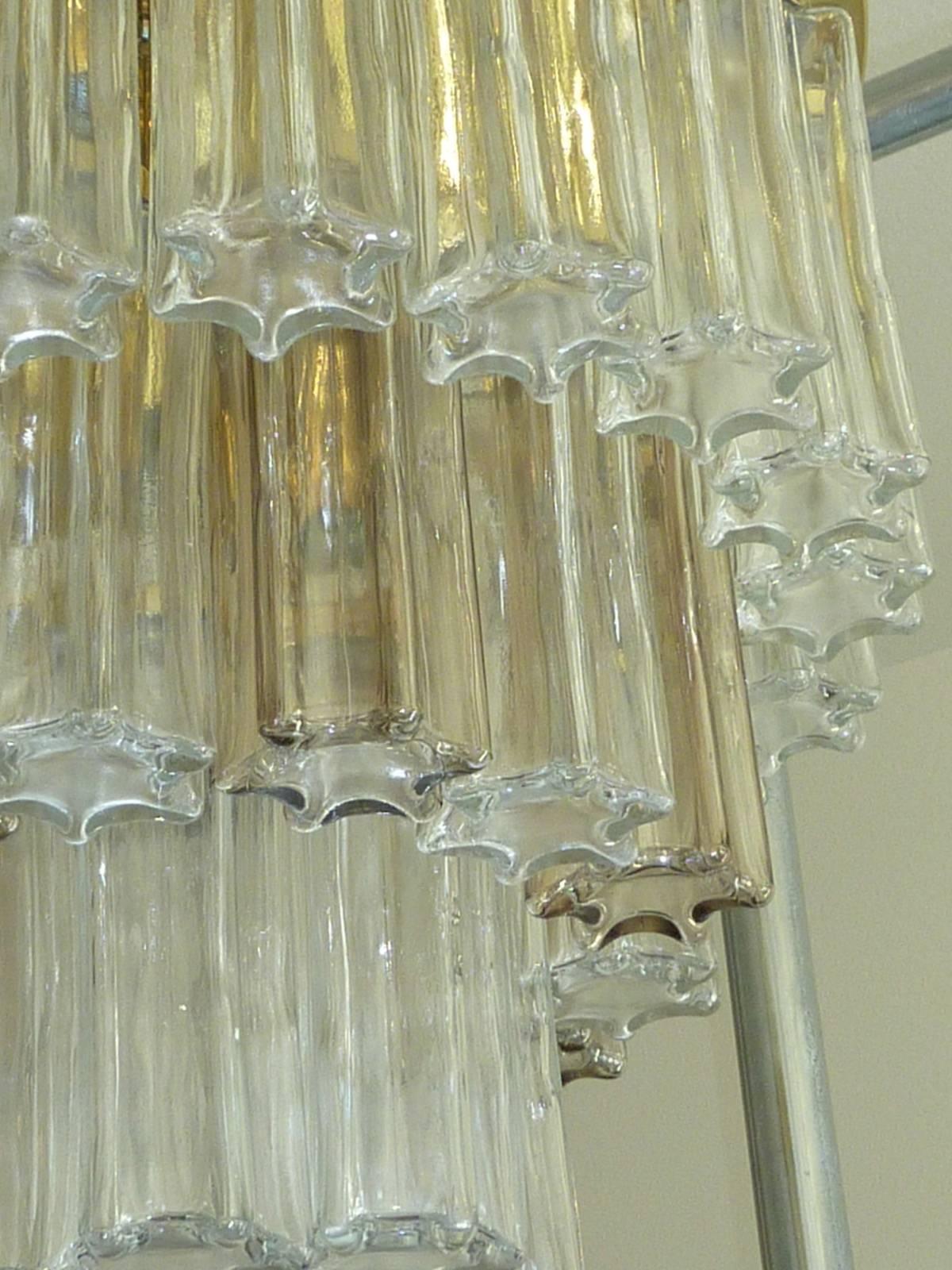 Mid Century Modern Limburg Glass Tube Chandelier Flush Mount For Sale 4
