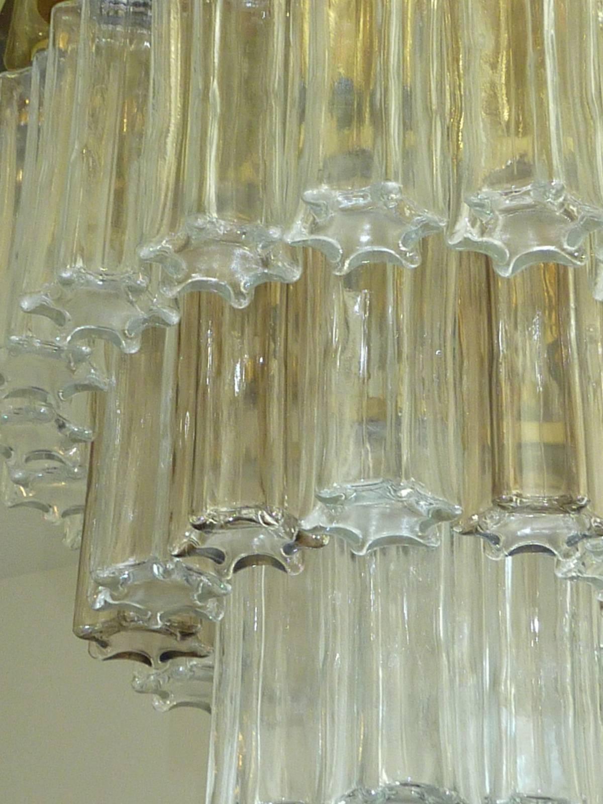 Mid Century Modern Limburg Glass Tube Chandelier Flush Mount For Sale 3