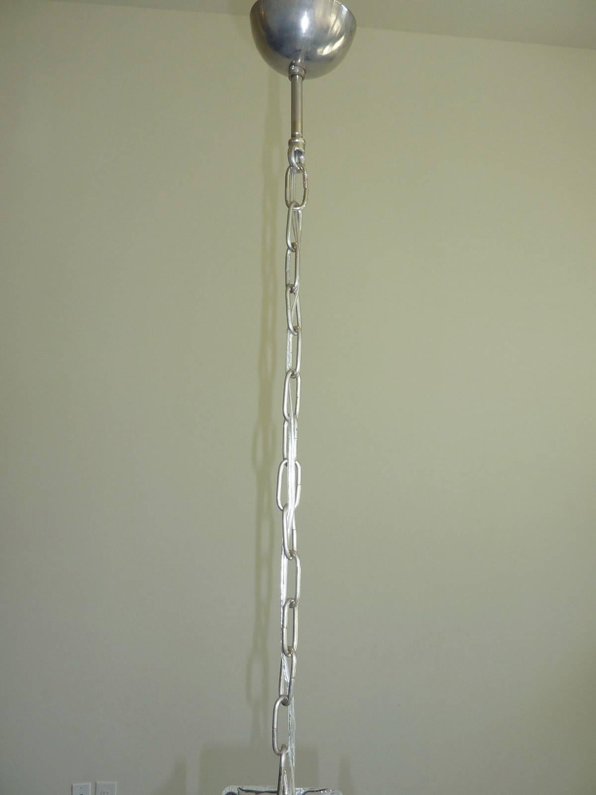 Clear and White Square Glass Chandelier from Murano, Italy For Sale 2