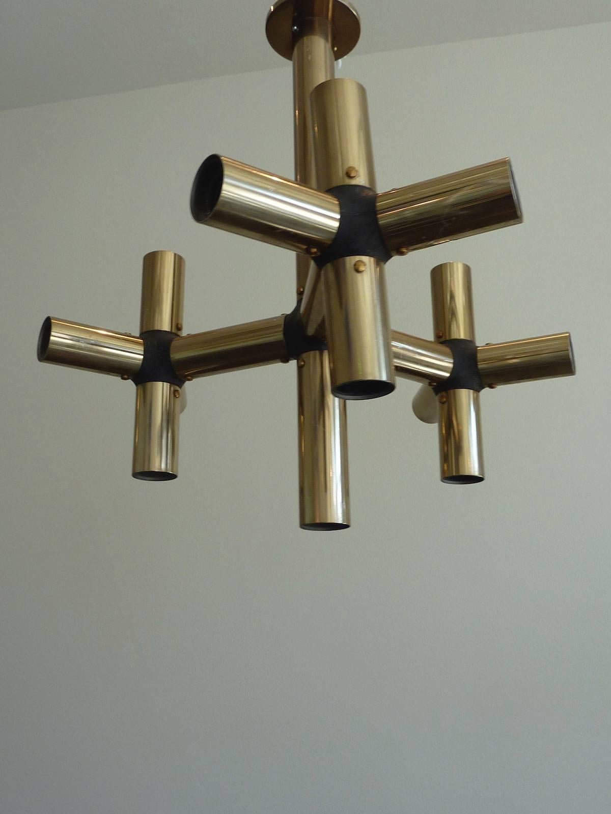 Swiss Atomic Flush Mount Chandelier Attributed to Robert Haussmann