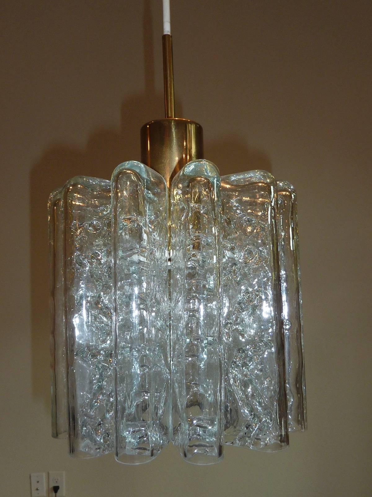Pair of Doria Petit Organic Glass Tube Light Fixtures Pendants In Fair Condition For Sale In Frisco, TX