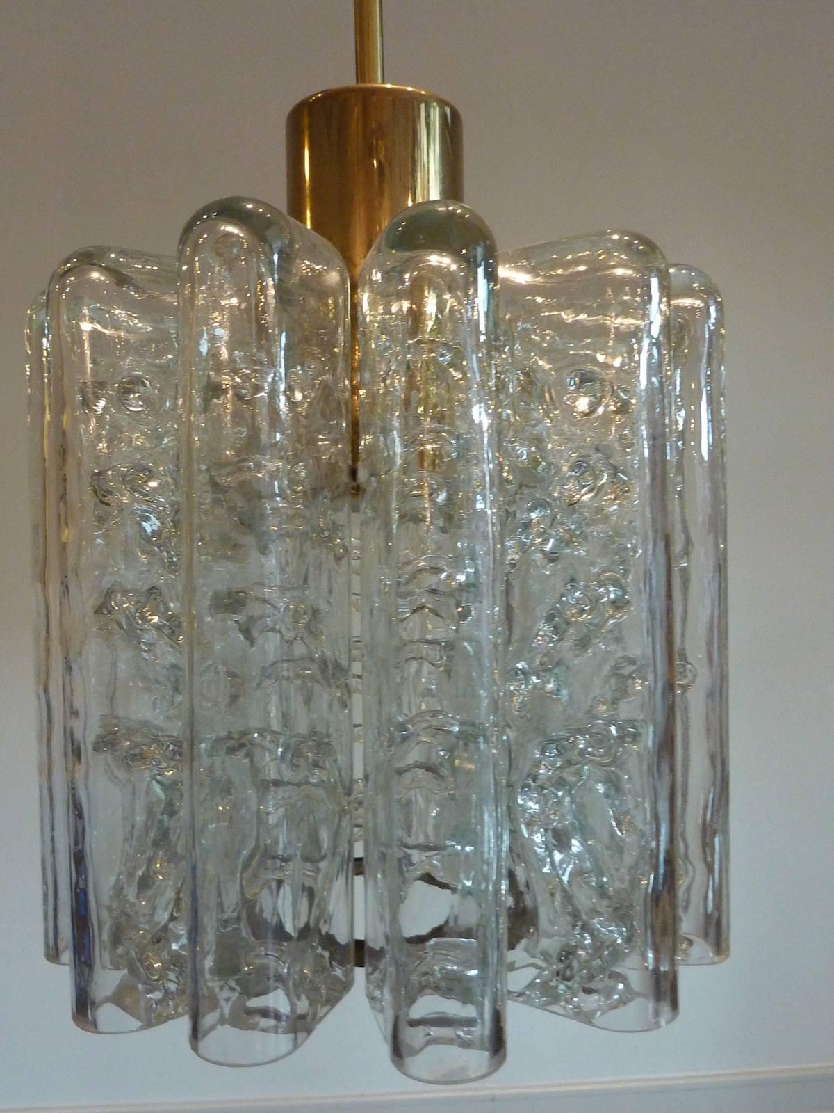 German Pair of Doria Petit Organic Glass Tube Light Fixtures Pendants For Sale
