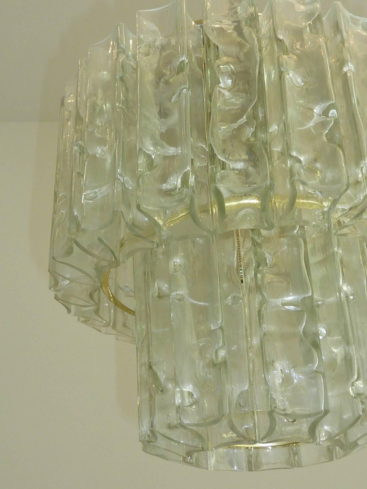 Mid-20th Century Elegant Doria Glass Square Tube Flush Mount Chandelier