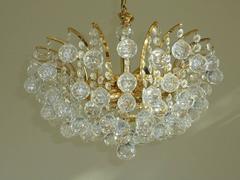 Vintage Crystal Ball Chandelier Attributed to Swarovski