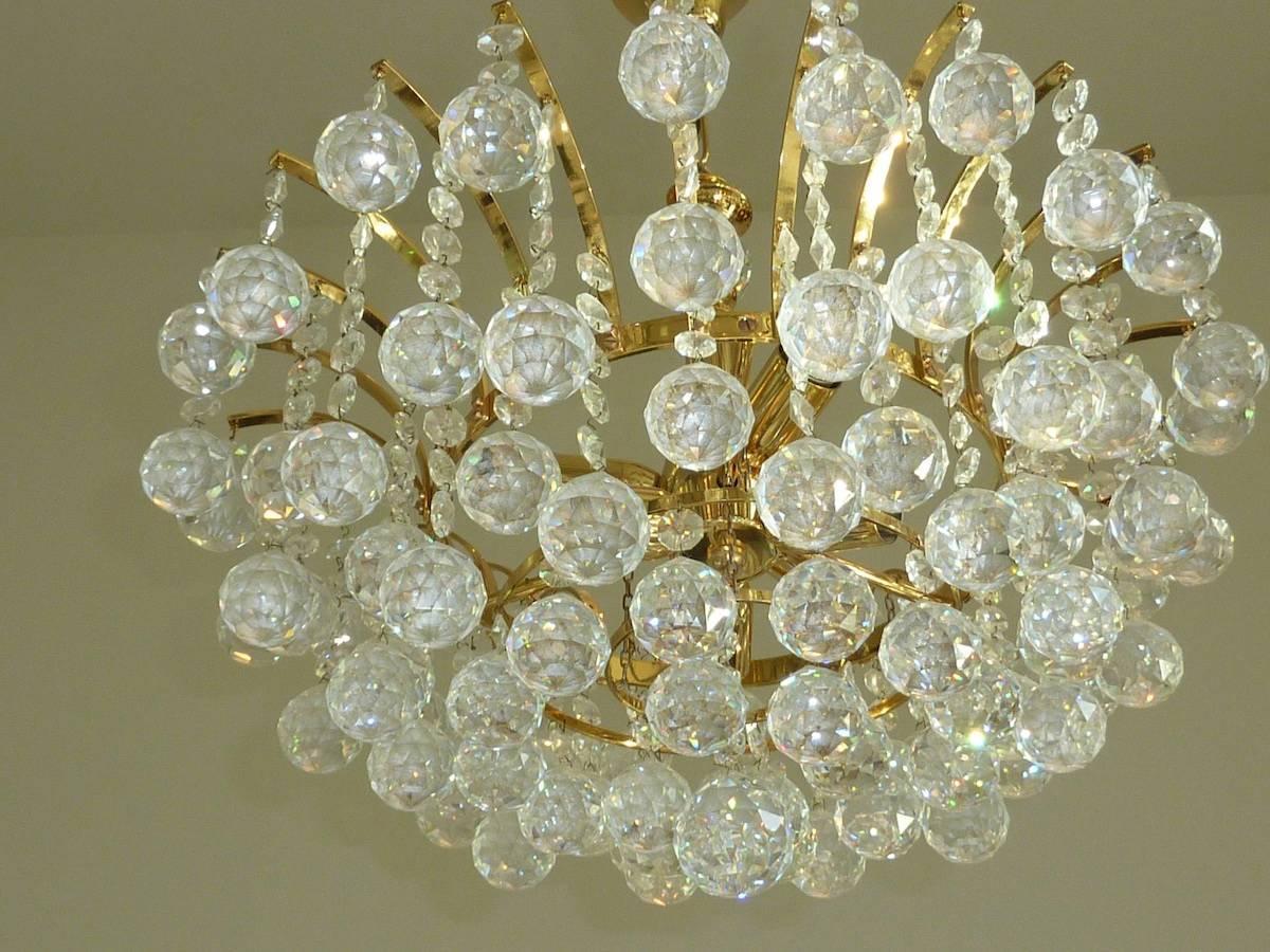 Vintage Crystal Ball Chandelier Attributed to Swarovski For Sale at 1stdibs