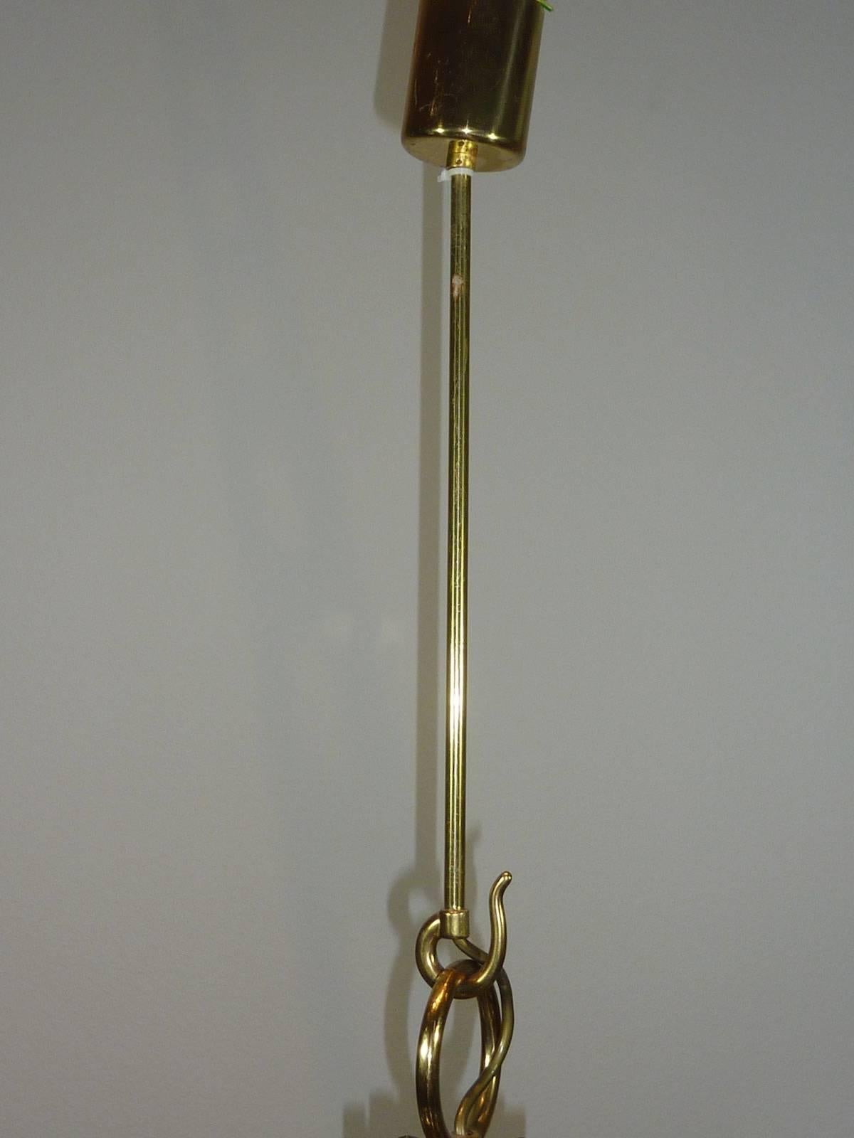 Kalmar Block Glass and Brass Chandelier For Sale 2