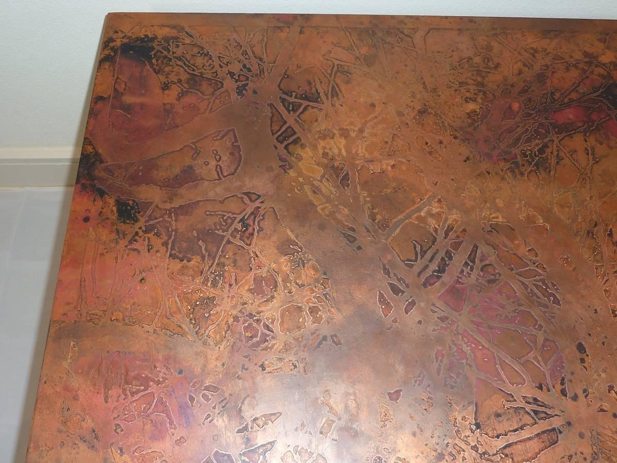 Bernhard Rohne Signed Copper Coffee Table For Sale 2