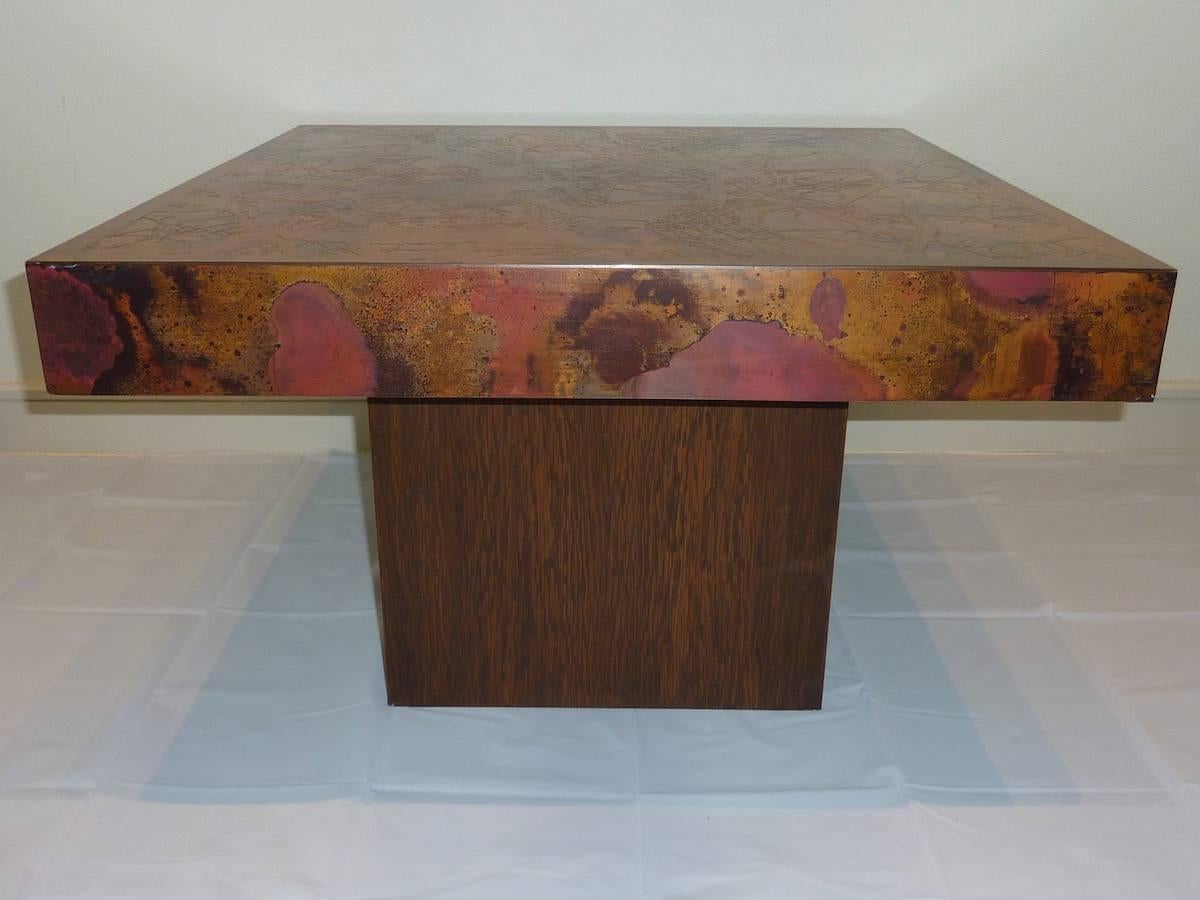 Late 20th Century Bernhard Rohne Signed Copper Coffee Table For Sale