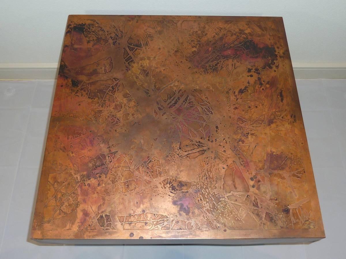 Bernhard Rohne Signed Copper Coffee Table For Sale 3