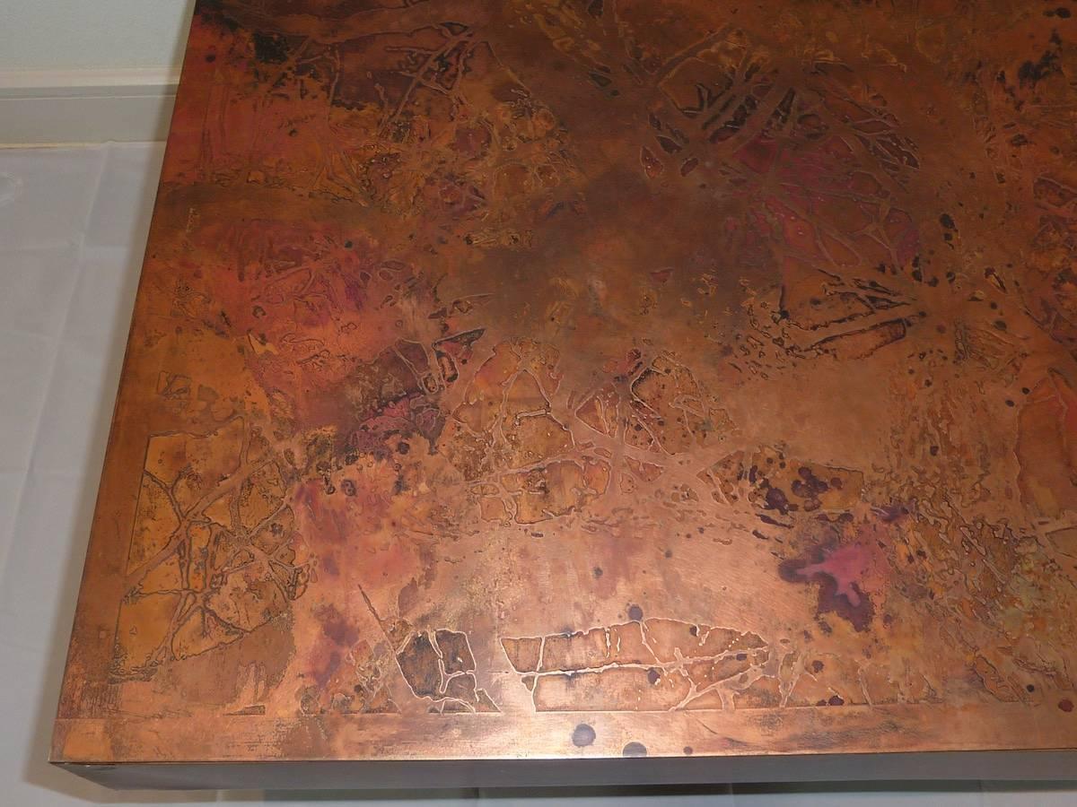 Bernhard Rohne Signed Copper Coffee Table For Sale 4