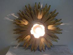 Wooden Starburst Sconce or Flush Mount Light