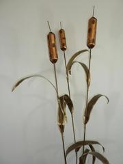 Vintage Brutalist Cattail Floor Sculpture