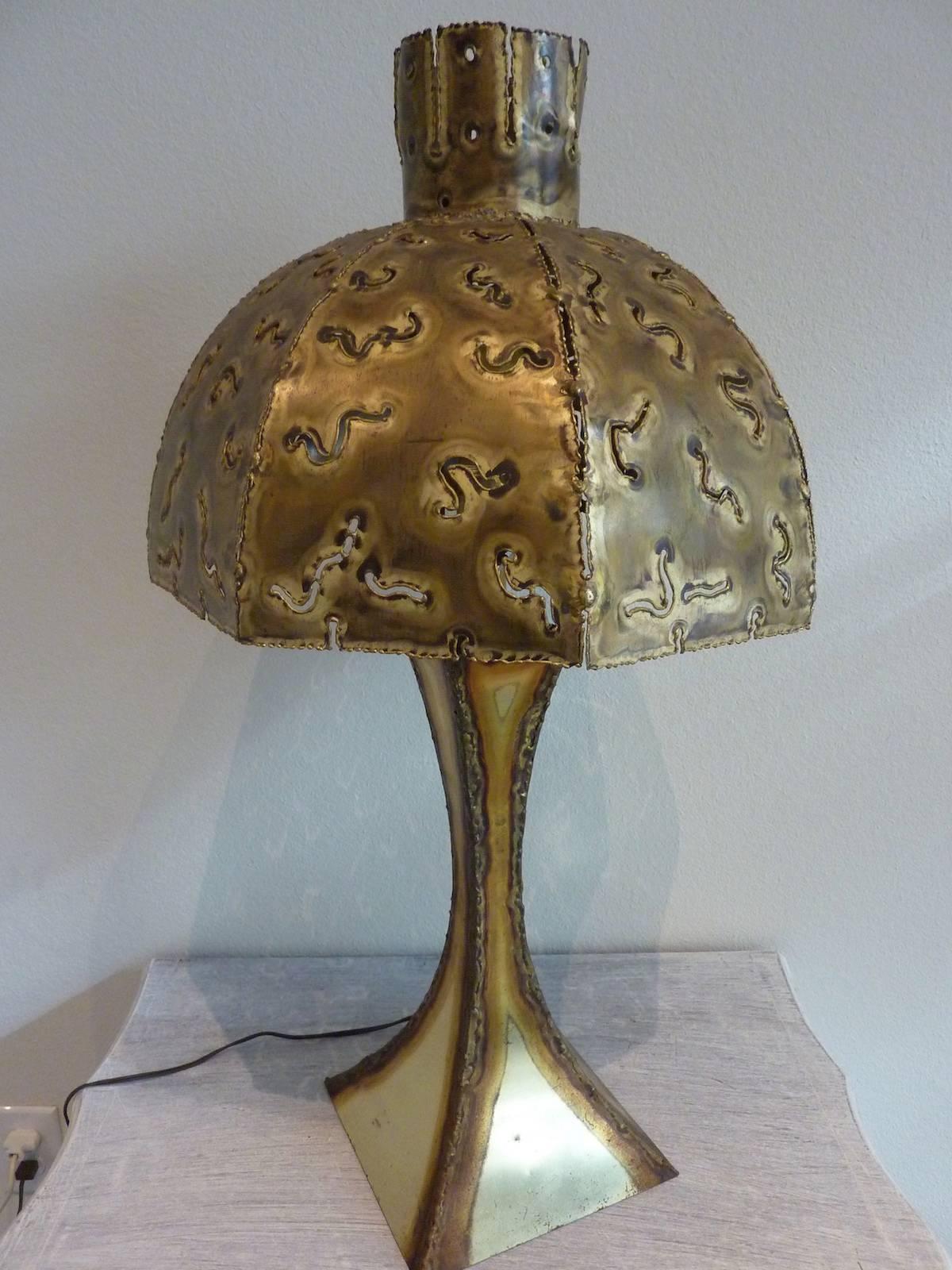 American Tom Greene Style Brutalist Table Lamp For Sale