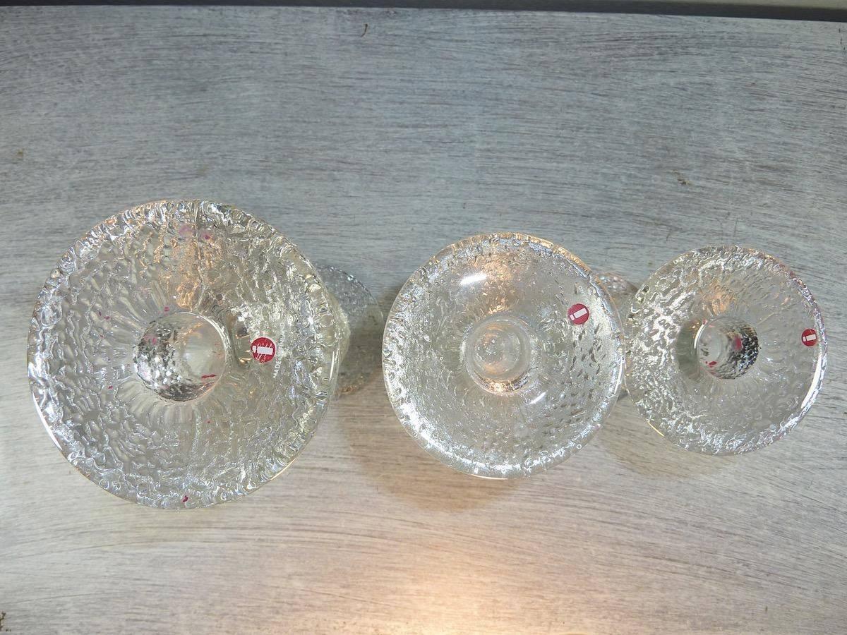 Timo Sarpaneva five Glass Candle Stick Holder Set In Good Condition In Frisco, TX