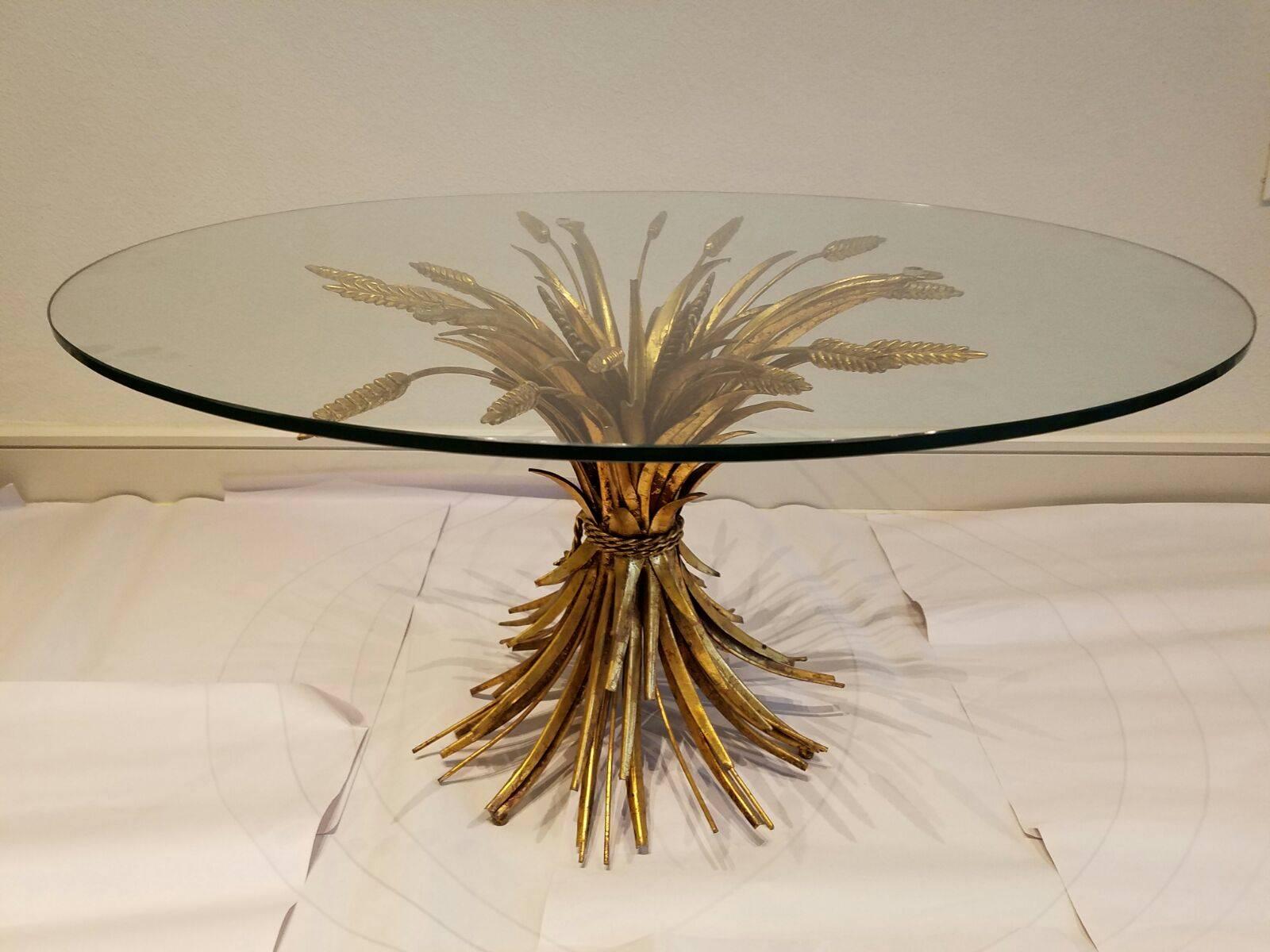 Mid-20th Century Gilt Wheat Sheaf Side or End Table, Vintage, Italy