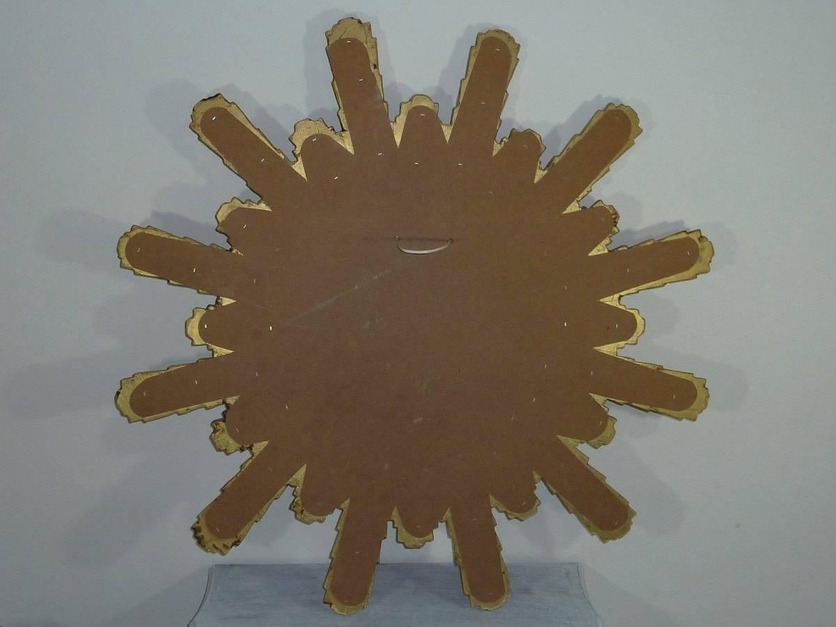Resin Monumental 1980s Gilded Sunburst Starburst Mirror For Sale