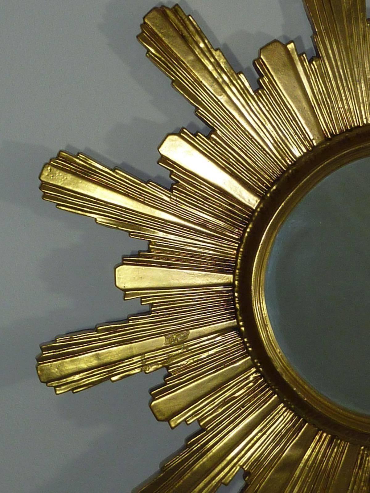 Monumental 1980s Gilded Sunburst Starburst Mirror In Good Condition For Sale In Frisco, TX