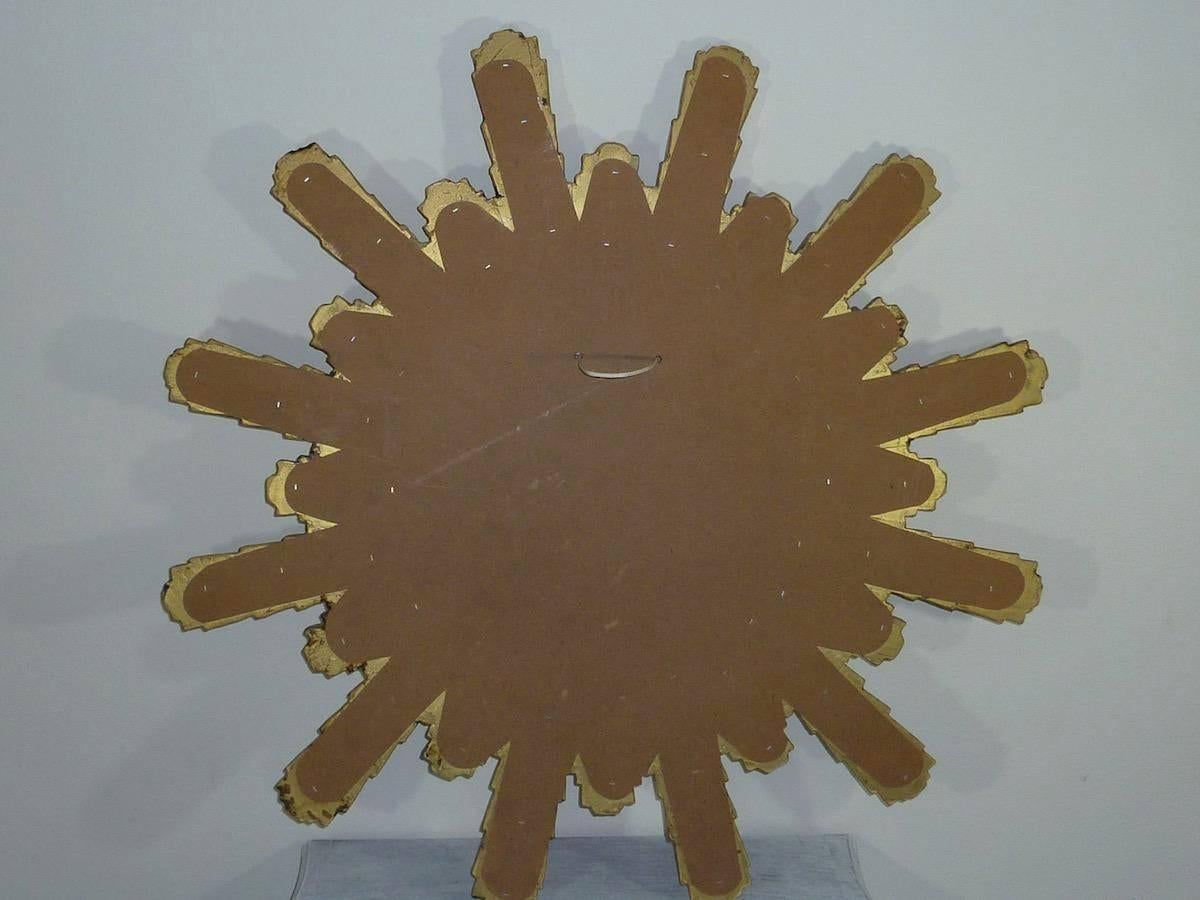 Late 20th Century Monumental 1980s Gilded Sunburst Starburst Mirror For Sale