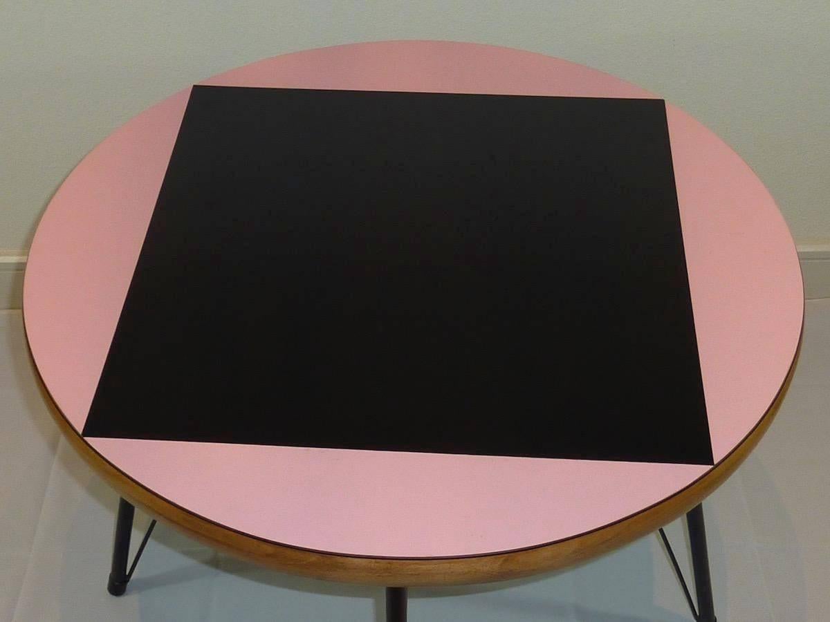 German Pink and Black Mid-Century Rockabilly Dining Table