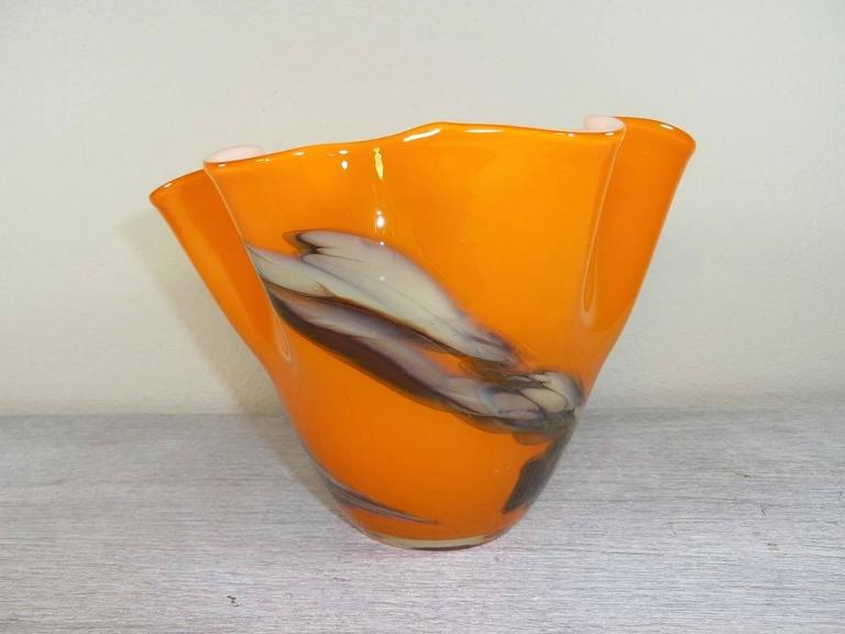 Italian Orange Fazzoletto Handkerchief Vase at 1stDibs