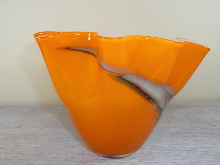 Italian Orange Fazzoletto Handkerchief Vase at 1stDibs