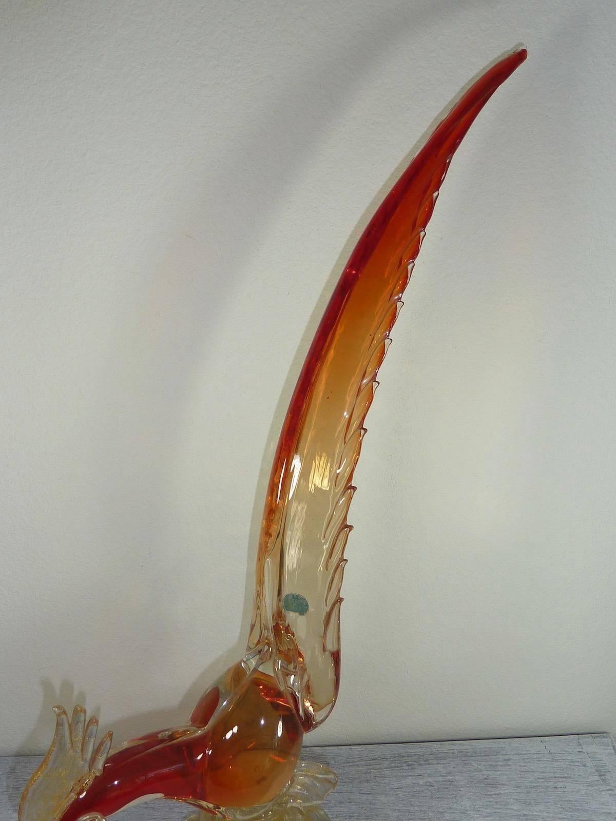 Mid-Century Modern Vintage Mid-Century Murano Glass Bird For Sale