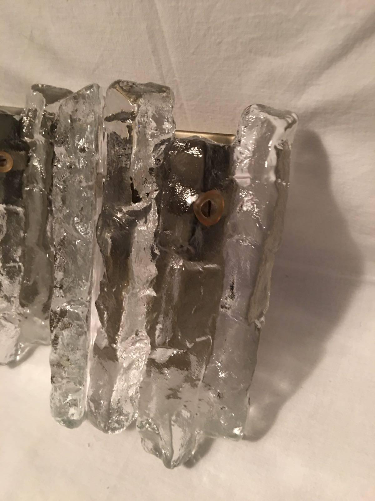 Pair of Kalmar Ice Glass Wall Sconces 1