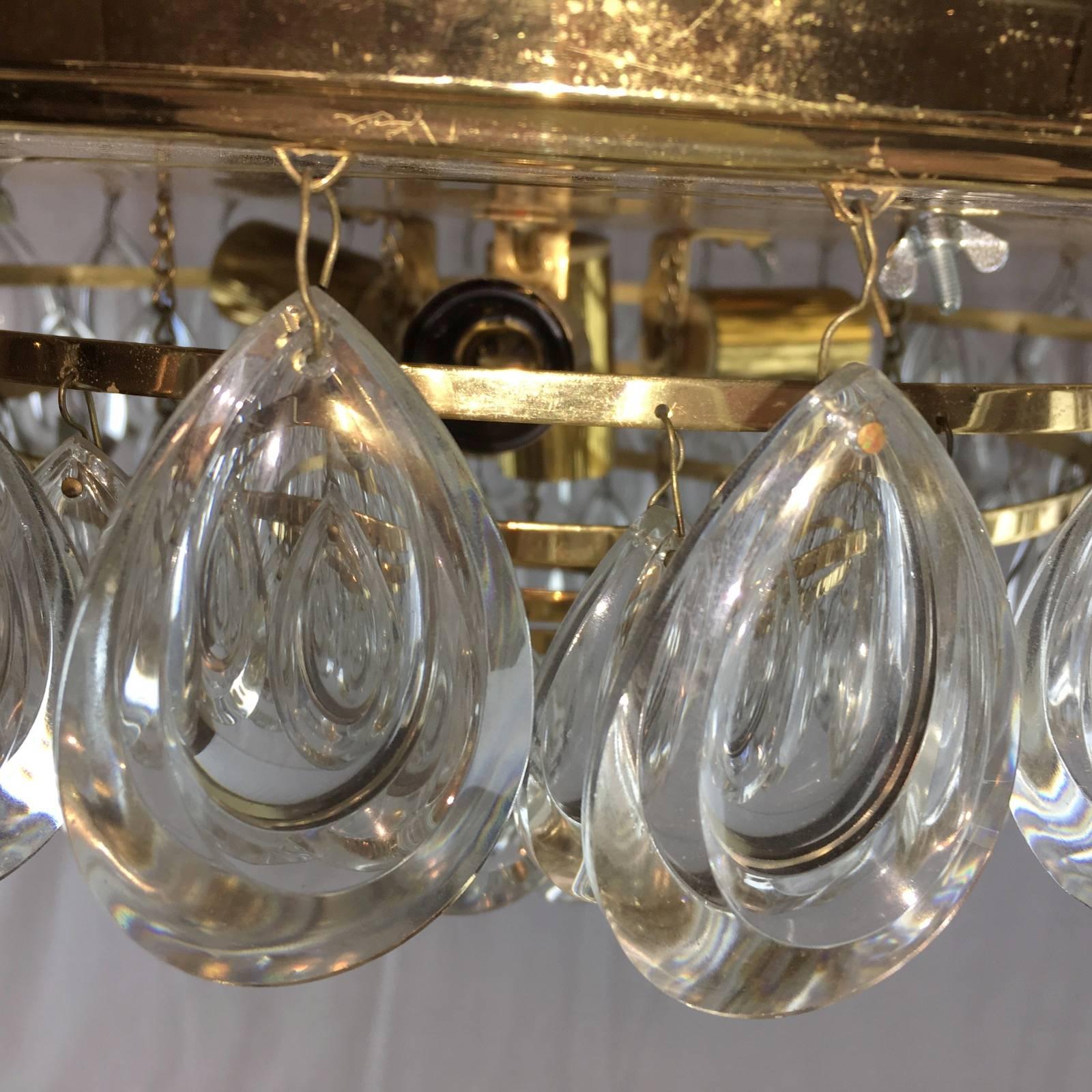 Late 20th Century Teardrop Crystal Glass Flush Mount by Palwa, circa 1970s