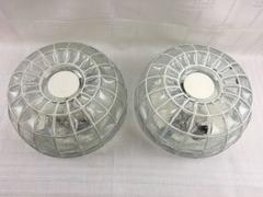 Pair of Limburg Honeycomb Iron and Clear Glass Flush Mount