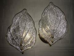 Pair of Leaf Murano Glass Wall Sconces