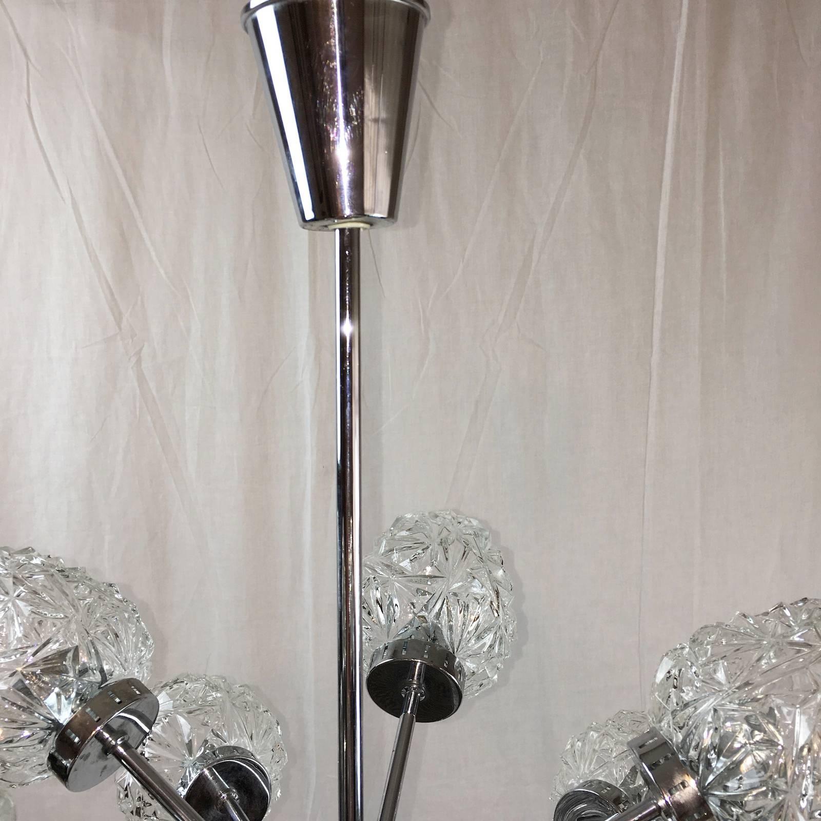 Metal Fifteen-Arm Sputnik Chandelier Attributed to Richard Essig For Sale