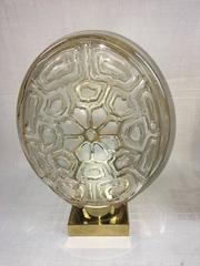 Pair of German Brass and Flower Textured Glass Sconces, 1960s