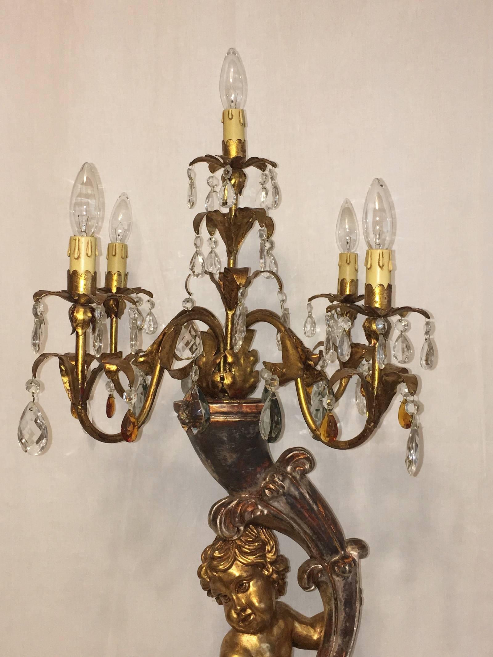 hollywood regency cherub lamp